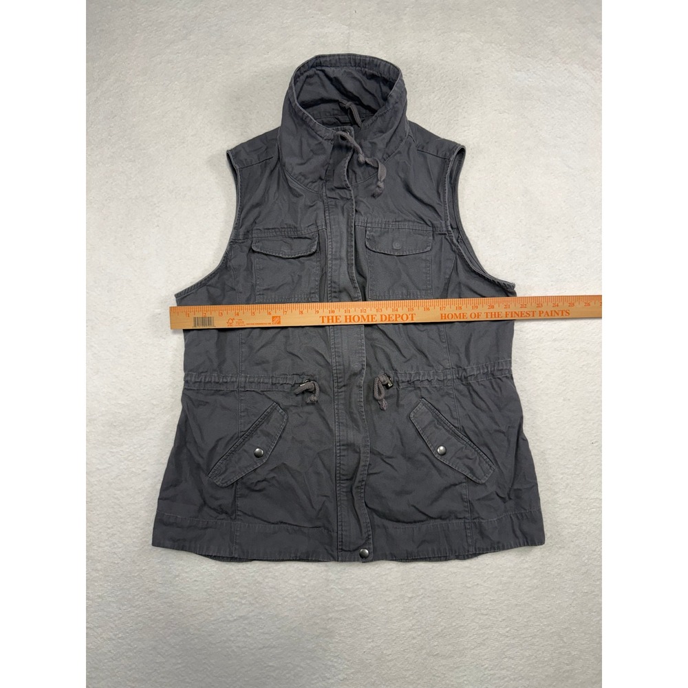 Sebby Womens Grey Cotton Utility Vest Full Zip Drawstring Waist XL RN131159 - Picture 2 of 6